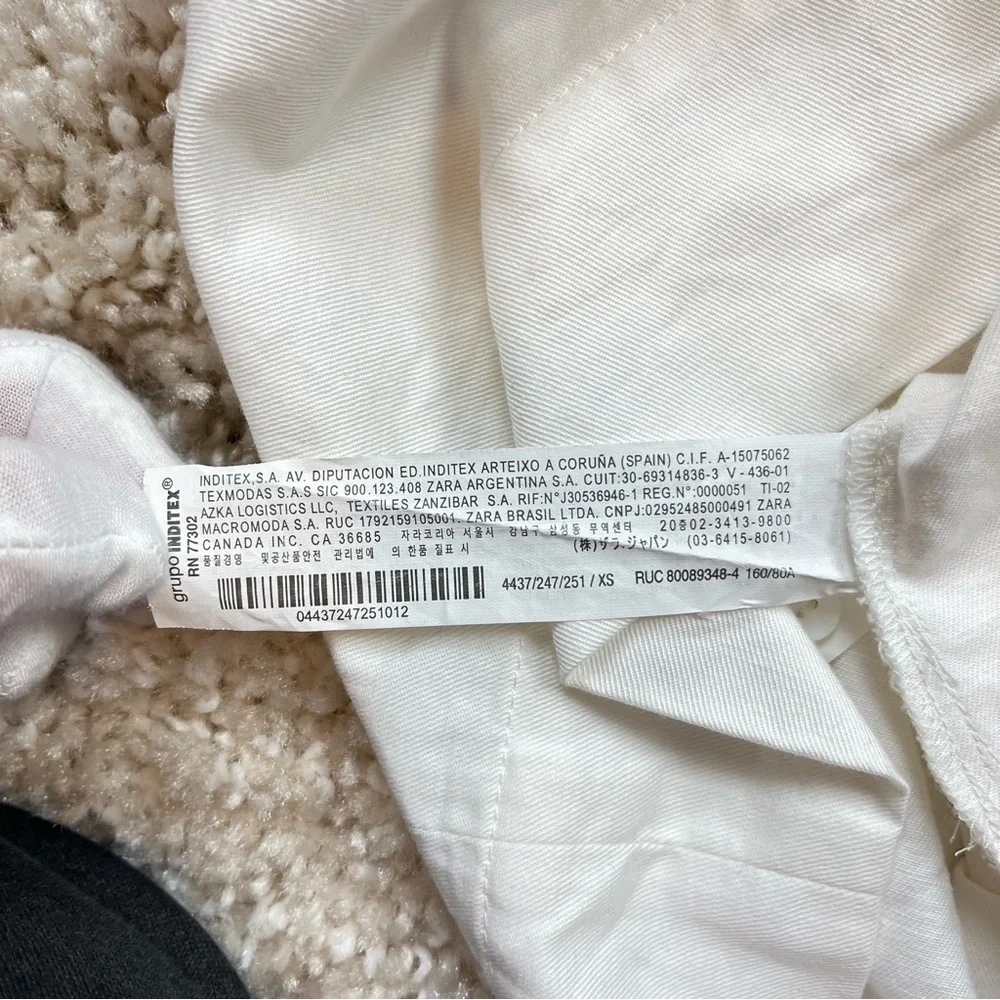 Zara Avant ruched Minimalist white blouse scrunchy‎ sleeve size XS - Picture 8 of 8